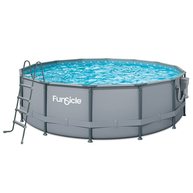 Funsicle 16ft Round Oasis Above Ground Pool with SkimmerPlus Filter Pump, Age 6 & up
