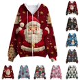 thumbnail image 6 of Towmus Cute Zip Up Hoodies Sweatshirts for Women 3D Santa Print Ugly Christmas Long Sleeve Hooded Fall Winter Pullover Tops S-3XL, 6 of 6