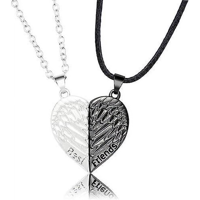 Collar Bff para 2, collares para mejores amigos, panda, delfín, pingüino, regalos para el día de San Valentín, collares de amistad con diamantes de imitación y corazón dividido, colgante grabado