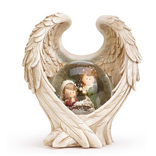 Angel Wing with Water Globe Nativity