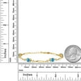 thumbnail image 2 of Gem Stone King 18K Yellow Gold Plated Silver Swiss Blue Topaz and White Topaz Tennis Bracelet for Women | 4.32 Cttw | Gemstone November Birthstone | Oval Checkerboard 7X5MM | 6 inch + 1 inch Extender, 2 of 3
