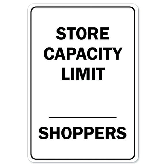 Public Safety Sign - Store Capacity Limit Shoppers | Peel And Stick Wall Graphic | Protect Your Business, Municipality, Home & Colleagues | Made in the USA