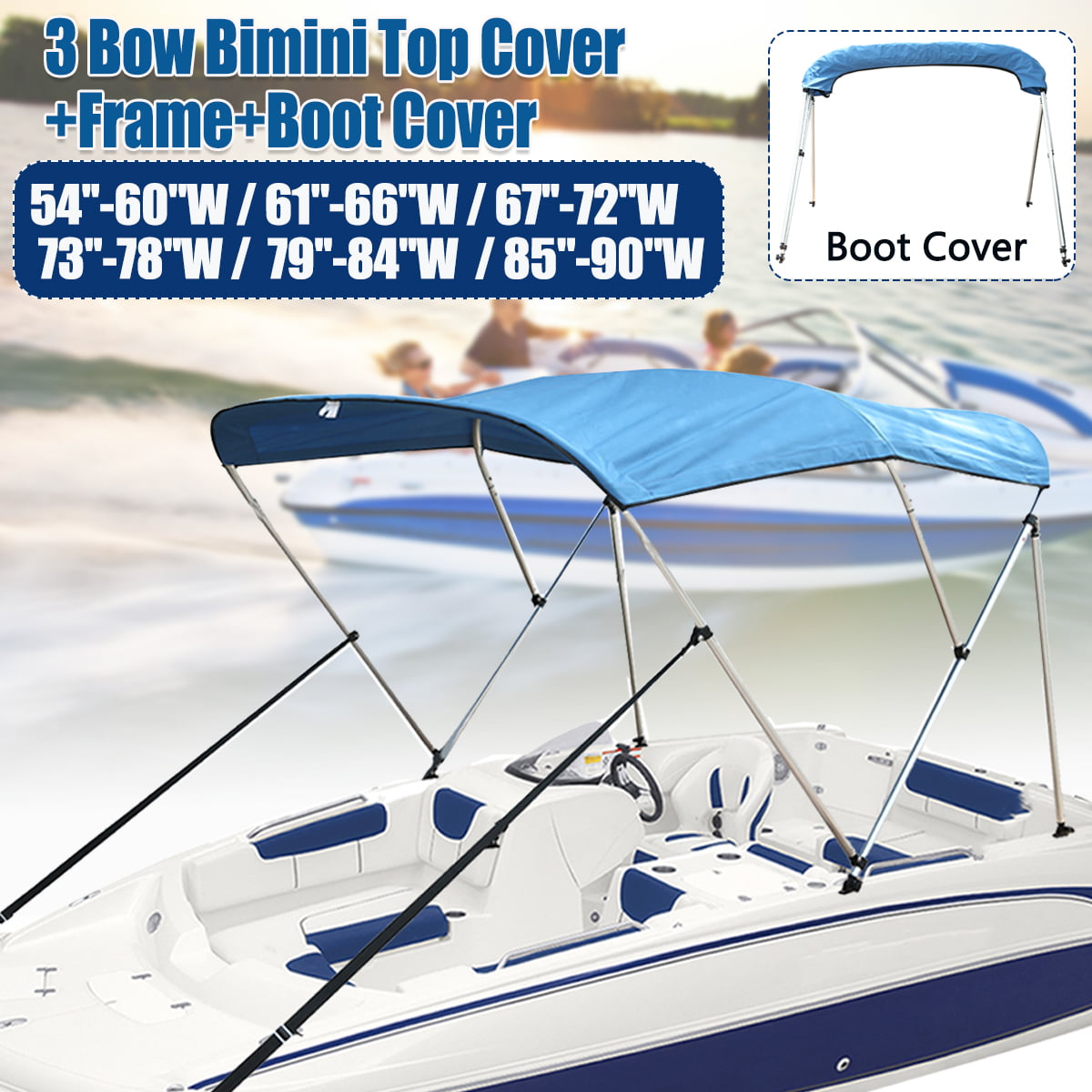 Canvas Only Shkalacar Bimini Top Replacement Cover Canvas Sun Shade Boat Canopy with Zipper Yacht Awning Top Cover Replacement No Frame Without Frame 3 Bow/4 Bow Optional 2 Colors Optional 