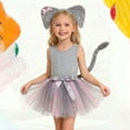 thumbnail image 2 of Gunia Girl Tutu Skirts Animal 4 Piece Net Waist Graphic Tee Bow Headband Tail Dress Up Princess Birthday Party Kids Toddler Girls Skirt Grey 1-2 Years, 2 of 7