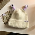 thumbnail image 4 of Gorro de invierno tejido con ojos de antenas intermitentes retráctiles | Gorro divertido y original para adultos | Gorro cálido de algodón aislante para ropa de calle y fiestas de disfraces., 4 of 4