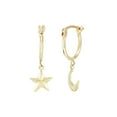 thumbnail image 3 of Brilliance Fine Jewelry 10K Yellow Gold 1.27mm x 12mm Hoop with Moon and Star Earrings, 3 of 4