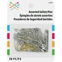 Assorted Safety Pins Brass and Zinc-Plated Sewing Fasteners 40 Pieces Pack