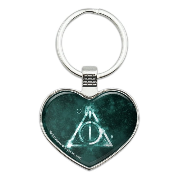 Harry Potter Deathly Hallows Logo Keychain Heart Love Metal Key Chain Ring