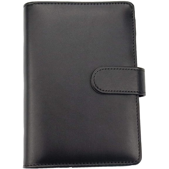 A6 Binder Planner Leather Cover with 6 Ring Refillable Paper Notebook for Personal Black
