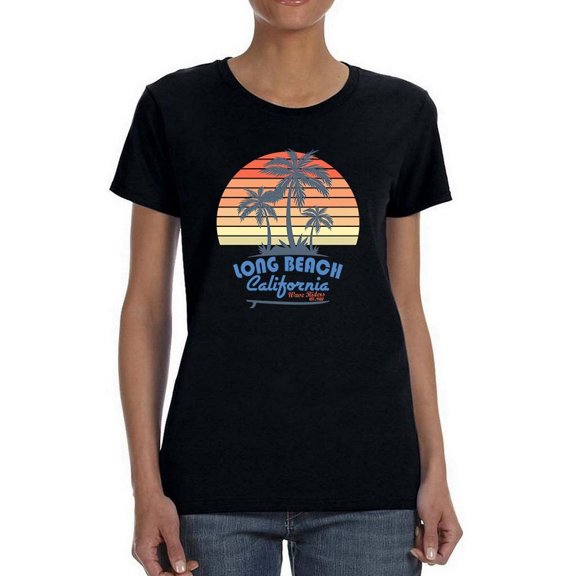 California Surfer Sunset Shaped T-Shirt Women -Image by Shutterstock, Female XX-Large