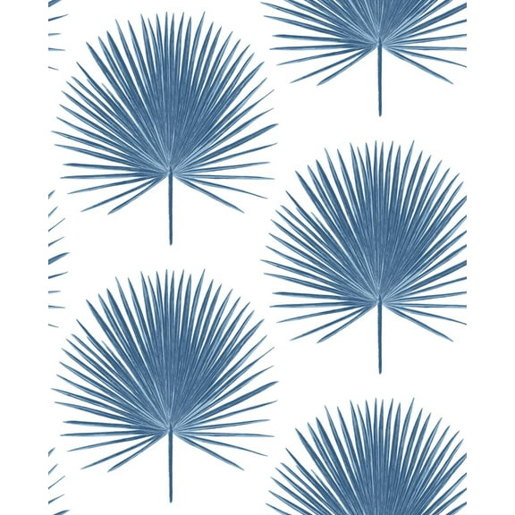 NextWall Coastal Blue Palmetto Palm Peel and Stick Wallpaper