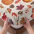 thumbnail image 3 of Twin Sze Fitted Sheet Set - Pumpkins Fall 2 Piece Bedding Sets 16" Deep Pocket Fitted Sheet with 1 Pillowcase, Thanksgiving Maple Leaves Mushroom Beige Brushed Microfiber Hotel Luxury Bed Sheets, 3 of 9
