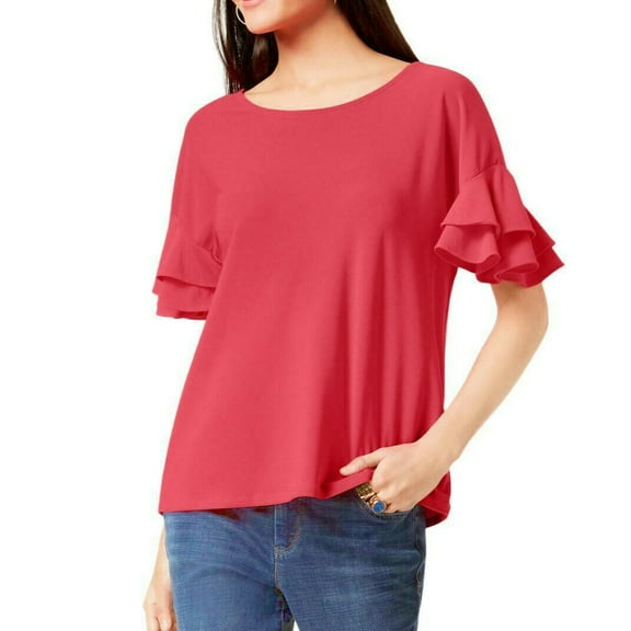 Womens Blouse Classic Medium Tiered Ruffle Sleeve M