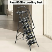 Kingrack 5 Step Folding Ladder for Adults, 800lbs Sturdy Steel Stool Ladder with Anti-Slip Pedal&Handrail&Tool Tray for Home Kitchen Office