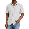 thumbnail image 6 of Mens T Shirts Cotton Short Sleeve Casual Shirts Button Down Oversized Shirt for Men Beach Summer Out Tops with Pockets, 6 of 8