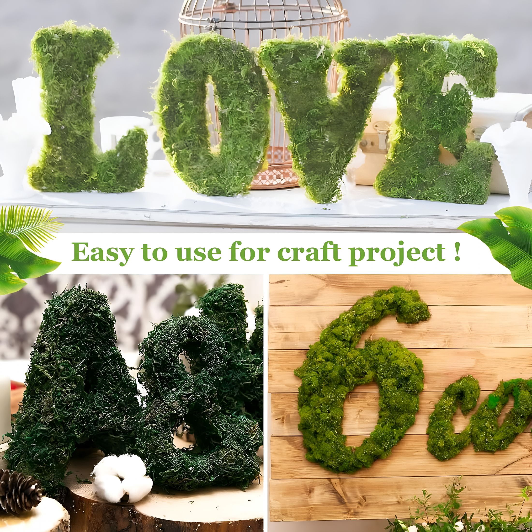 TUWAFE 1.3Lbs Artificial Fake Moss for Fake Plants Indoor- Premium Faux Craft Moss for Potted Plant,Fresh Green Moss Forest Moss for Hamsters Micro-Landscape Terrariums Centerpieces Decor