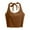 Brown, variant on Wang6 Women Cropped Ribbed Tank Tops with Built in Bra Summer Halter Sleeveless Cami Tops Trendy Loose T Shirts Undershirts White XL