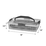 Mainstays Dessert Carrier, Rectangular Design, Clear Plastic with Dark Gray Handle and Clasps, Includes Slice-and-Serve Utensil (1 Each) 18 x 12 x 4.3