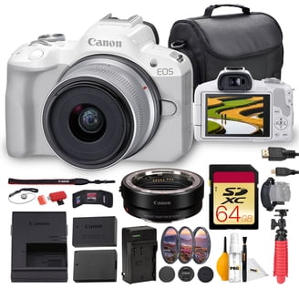 Canon EOS R50 Mirrorless Camera (White) with RF-S 18-45mm F4.5-6.3