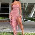 thumbnail image 2 of Birdeem Robe Sans Manches à Épaules Dénudées Femme Printemps/été Mode Aguichant Personnalité Poitrine Enveloppée Robe Irrégulière, 2 of 12