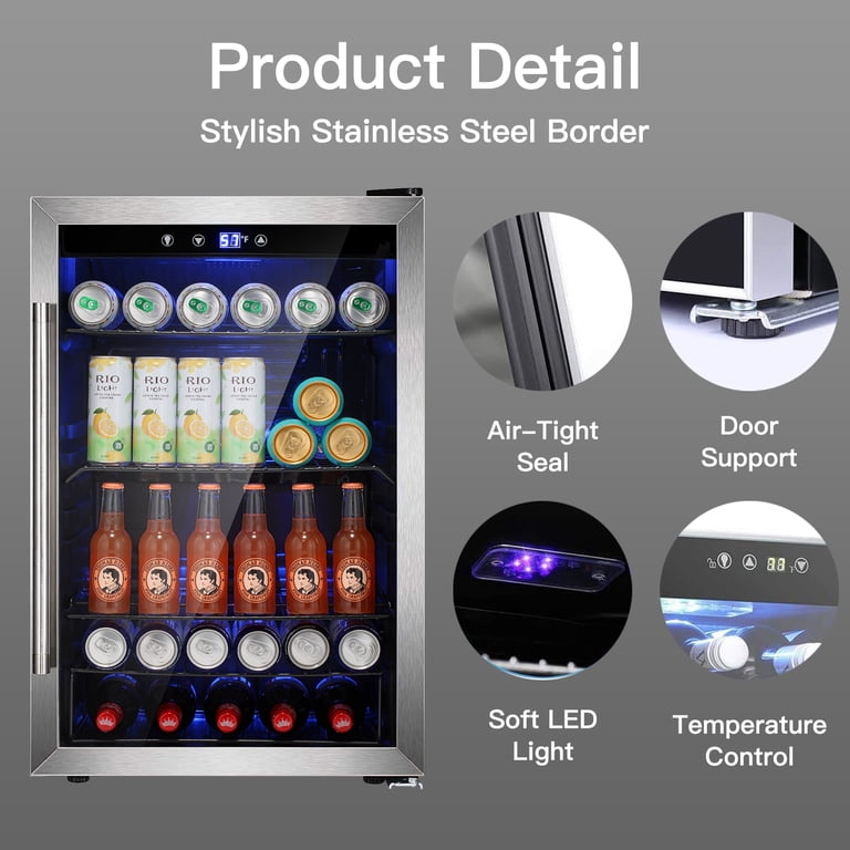 YUKOOL Beverage Refrigerator, 145 Can, Glass Door, 4.4 cu ft