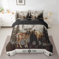 thumbnail image 2 of jejeloiu Jungle Ear Bear 7pcs Bedding Comforter Set,Natural Scenery Queen Bedding Sets,Retro Aztec Geometric Queen Sheet Sets For Adults,Microfiber Bedroom Decor Reversible, 2 of 8