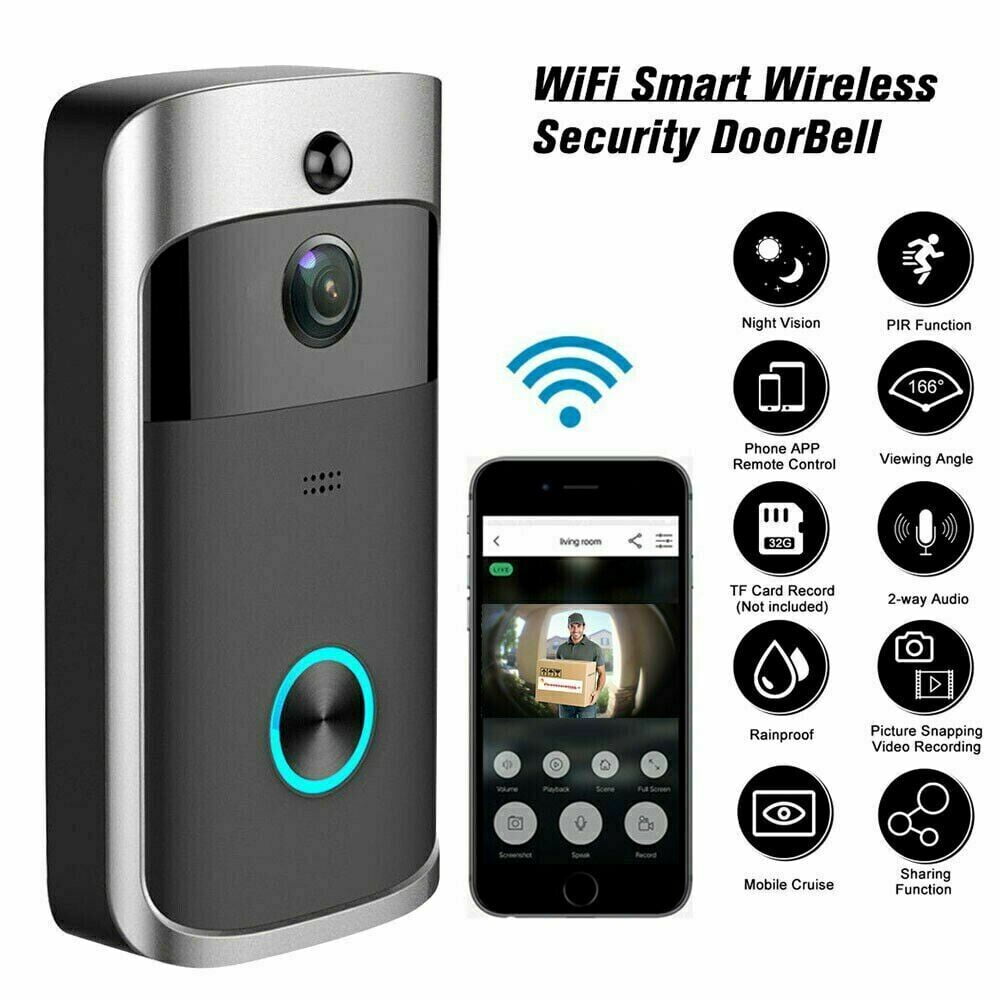 1x Wireless WiFi Video Doorbell Smart Phone Door Ring Intercom Security Camera 