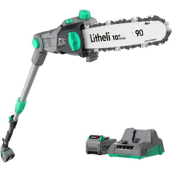 Litheli Cordless Pole Saw,10-Inch 40V Pole Saws for Tree Trimming, Battery Pole Saw With 2.5Ah Battery & Charger