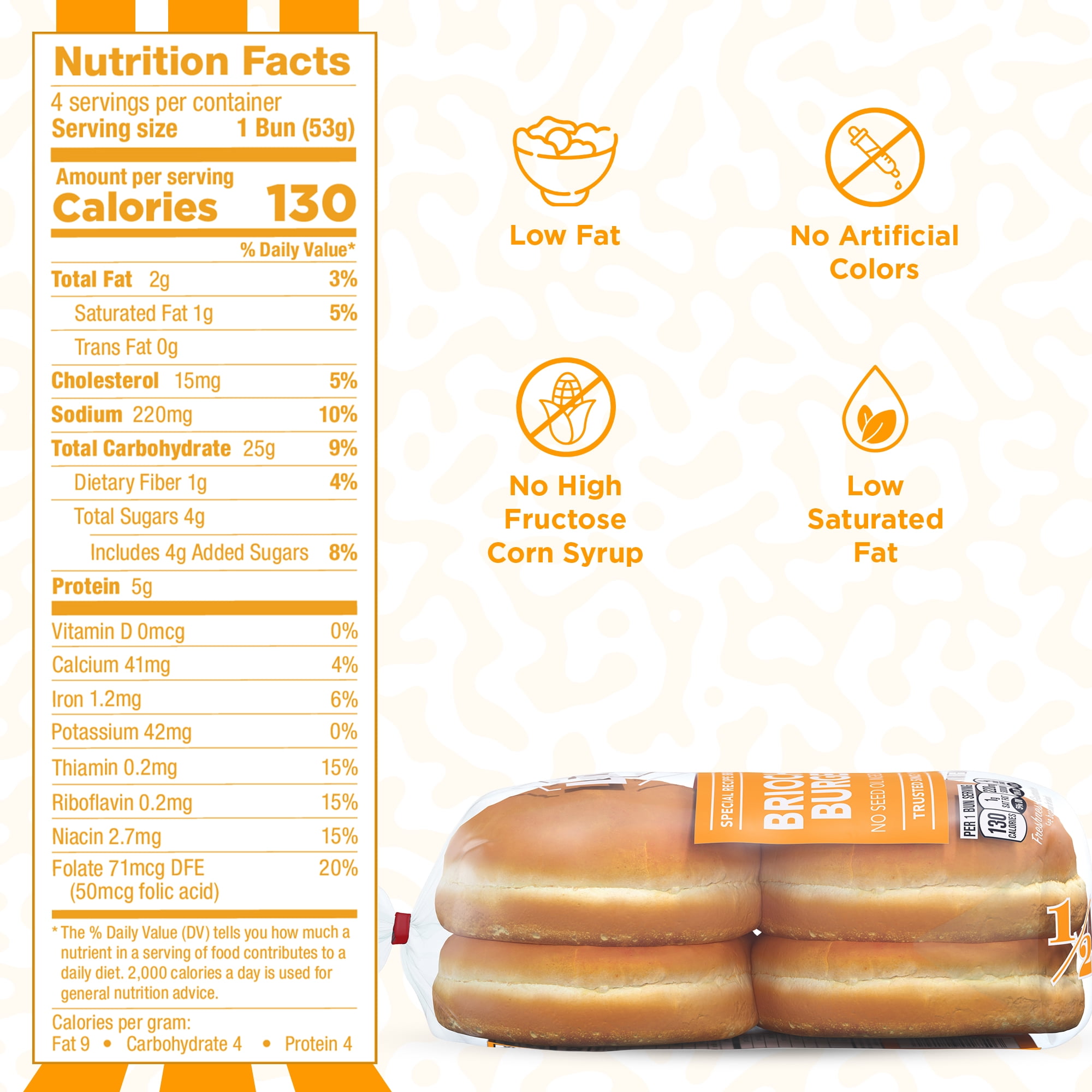 Lewis Bake Shop Brioche Half Pack Burger Buns, 7.5 oz, 4 Count