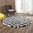 thumbnail image 3 of SAFAVIEH Barcelona Carmella Chevron Stripes Shag Area Rug, Ivory/Black, 9' x 12', 3 of 8