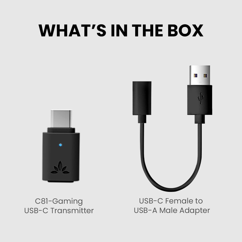 Avantree C81-Gaming- USB C Bluetooth 5.3 Adapter for PS5 & Gaming Consoles with Low Latency & aptX-Adaptive, Wireless Audio Dongle Transmitter for Headphones & Earbuds