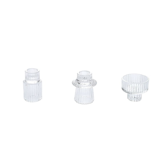 Clear Glass Candlestick Holders Set Of 3 2.8X2.4X1.4 Inch Taper Candle Holders Table Centerpieces Wedding Decor