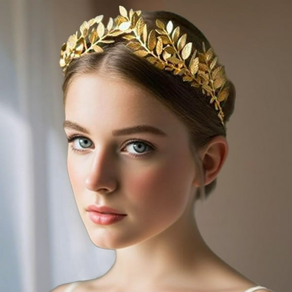 Gold Leaf Crown Tiaras Leaves Bridal Wedding Headband Festival Hair Accessories for Women and Brides (Gold, Free Size)