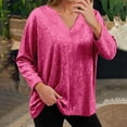thumbnail image 2 of T Shirts for Women Womens Sequin Top Red Long Sleeve Sparkly Shirt Shiny Tops Elegant Tops Holiday Womens Tops, 2 of 5