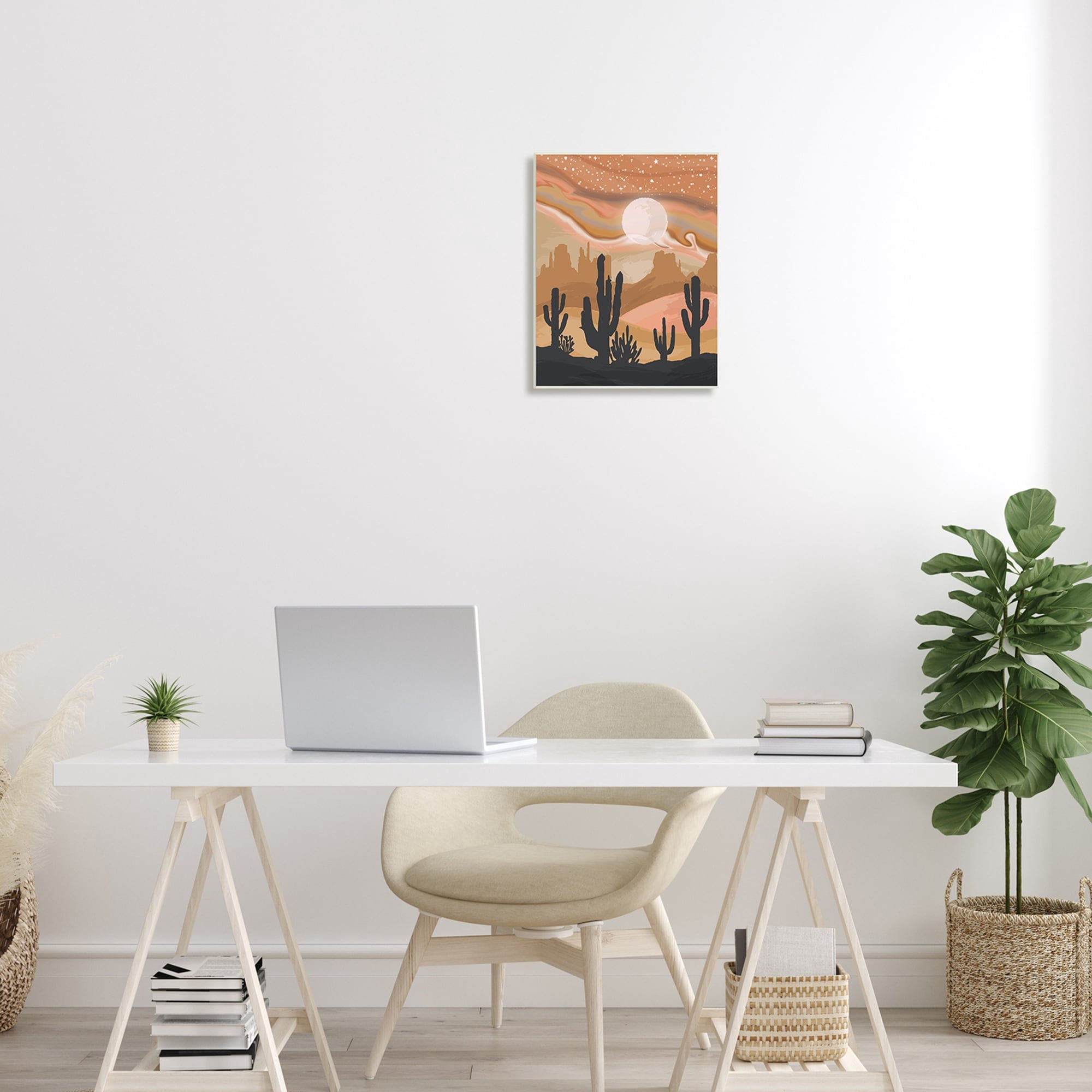 Stupell Industries Cactus Canyon Sandstorm Landscape Lunar Borealis Starry Sky,13 x 19, Design by Lisa Perry Whitebutton
