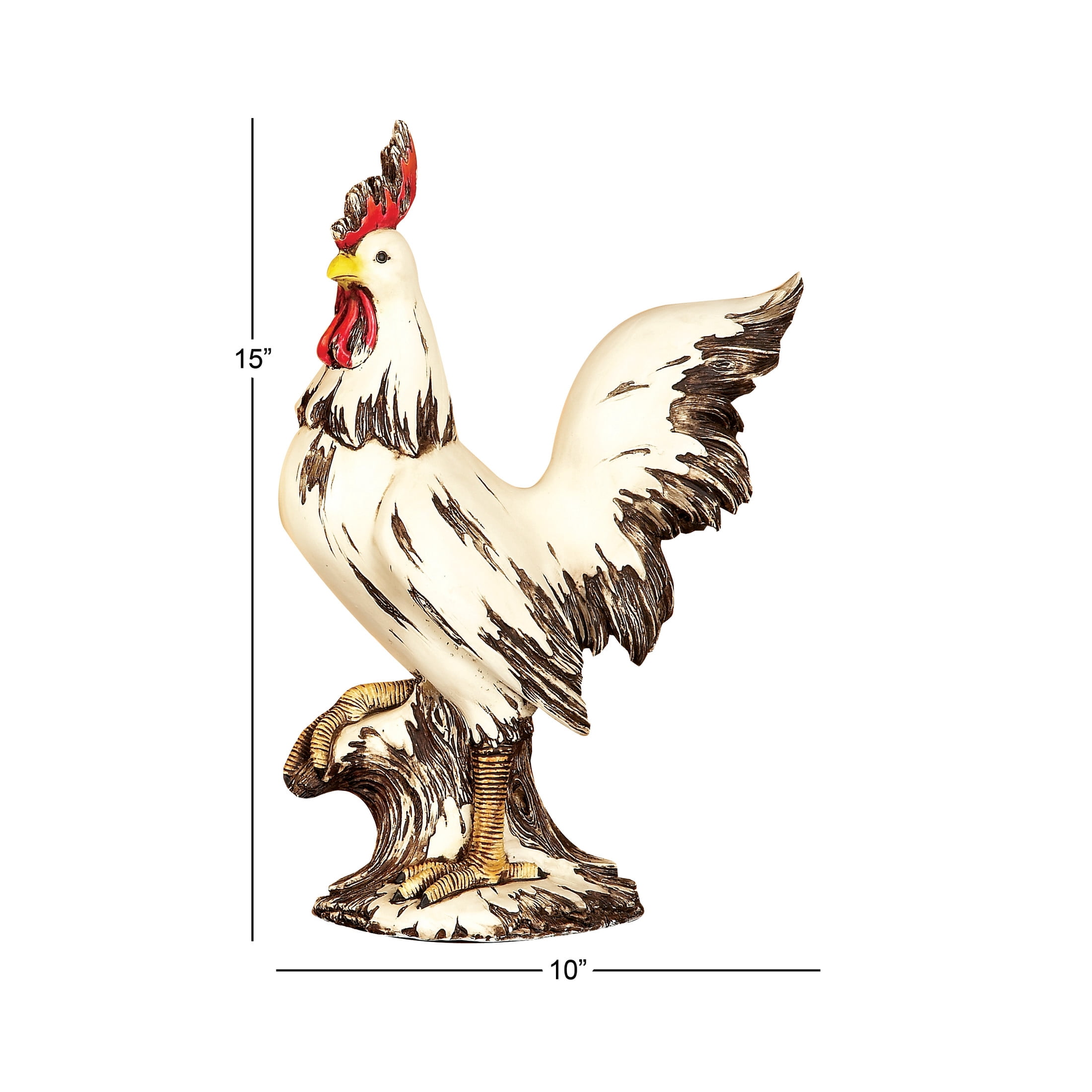 DecMode 15" Indoor Outdoor Rooster Garden Sculpture