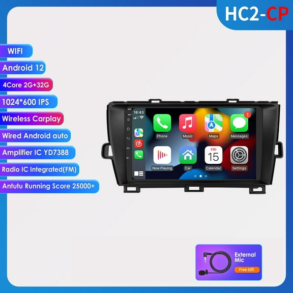 Apple Carplay Android 12 GPS Navigation 2 32GB Car Stereo Radio Head Unit For Toyota Prius 2009-2015