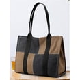 thumbnail image 4 of CoCopeaunt Women Trendy Color Contrast Grid Hobo Tote Bag Retro Canvas Shoulder Bag Satchel Big Capacity, 4 of 4