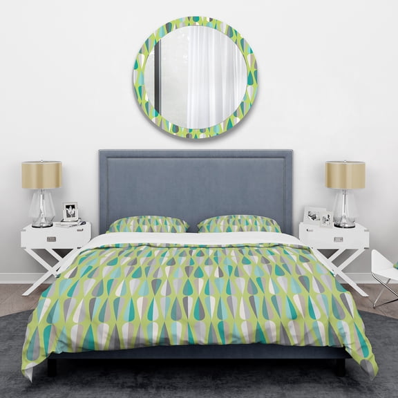 Designart 'Retro Abstract Drops VI' Mid-Century Modern Duvet Cover Set