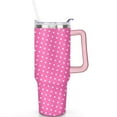 thumbnail image 2 of 40oz Classic Dot Aesthetic Design Stainless Steel Flip Straw Tumbler Spill Proof Travel Cup Double Wall Vacuum Insulated Coffee Mug with Top Handle, 2 of 6