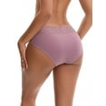 thumbnail image 3 of INSPIRE CHIC Women's Lace Underpants Mid Waisted Soft Breathable Briefs Underwear 2XL Purple, 3 of 4
