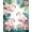 Pink Green Multi, Pattern 1, variant on ODIKA 8'x10' Washable Area Rug Watercolor Leaves Botanical Frond Border Jungle Motif Exotic for Dining Room, Large Office, Lounge, Non-Slip Chair-Friendly Mat