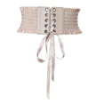 thumbnail image 3 of Cinturón elástico de cintura alta con cordones para mujer, corsé con correa atada beis B, 3 of 8