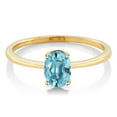 thumbnail image 2 of Gem Stone King 10K Yellow Gold Blue Zircon Solitaire Engagement Ring for Women (1.20 Cttw, Oval 7X5MM, Gemstone Birthstone, Size 6), 2 of 3
