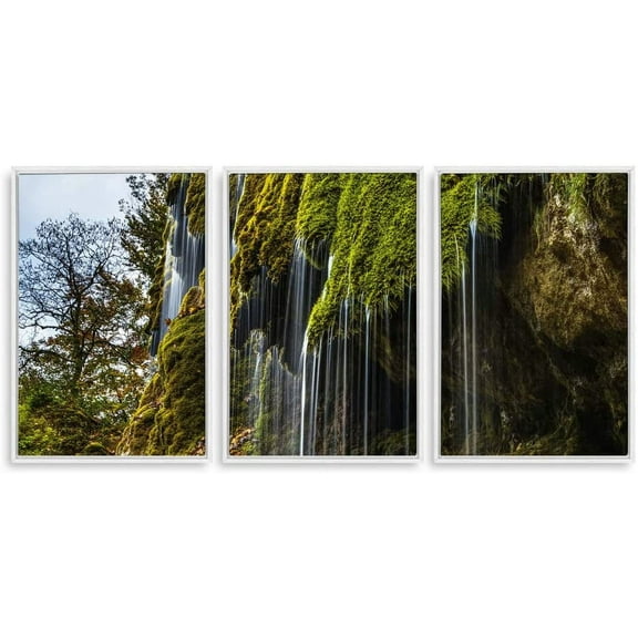 IDEA4WALL 3 Piece Framed Canvas Wall Art for Living Room, Bedroom Waterfall in Deep Forest of Croatia Canvas Prints for Modern Home Decoration Ready to Hang