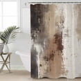 thumbnail image 5 of Brown Vintage Shower Curtain, 60" x 72", Watercolor Abstract Art Waterproof Bathroom Curtain Washable Shower Curtain Set with 12 Hooks, 5 of 6