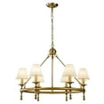 thumbnail image 2 of 6-Light W34 in Vitage Brass Chandelier Untique Classic Lighting with White Fabric Lamp Shade for Dining Room, 2 of 6
