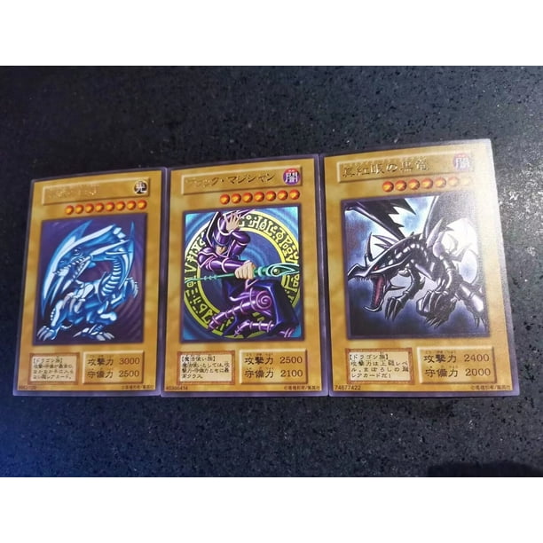 Tarjeta Flash Yu Gi Oh de 3 unids/set, ojos azules, dragón blanco, ojos rojos, dragón negro, juego de mago oscuro, tarjeta de colección de Anime, juguetes de regalo Fivean unisex