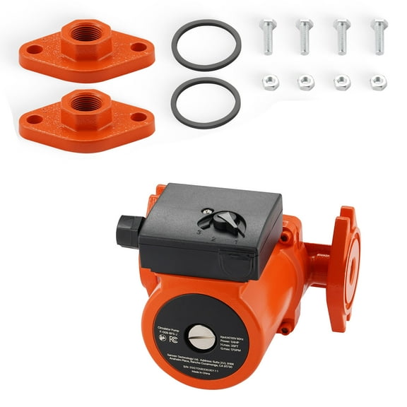 KFFKFF Cast Iron Circulator Pump, 17 GPM, AC 120V, 35 ft Hot Water Recirculation Pump, 3/4-Inch Flange Connection, 3-Speed Settings, Low-Noise Design, Suitable for Home Heating Systems
