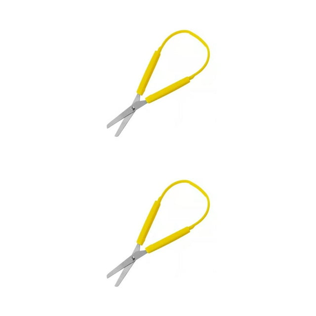 Guardoinrt Safety Sturdy Elastic Stationery Scissors Multi-functional Self-Opening Office Paper Shear Teens Students Yellow 2Set